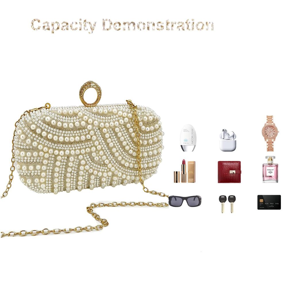 8848 Pearl Clutch Purses Party Wallet Handbag Evening Clutch Bag - Elegant - Picture 2 of 6